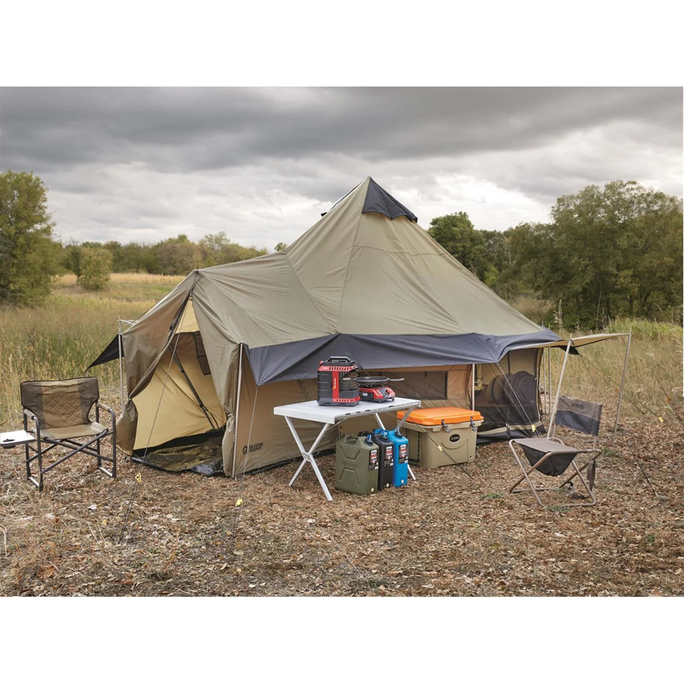 Guide Gear Outdoor Base Tent, Hiking, Hunting, Four Season Camping with Stove Outlet