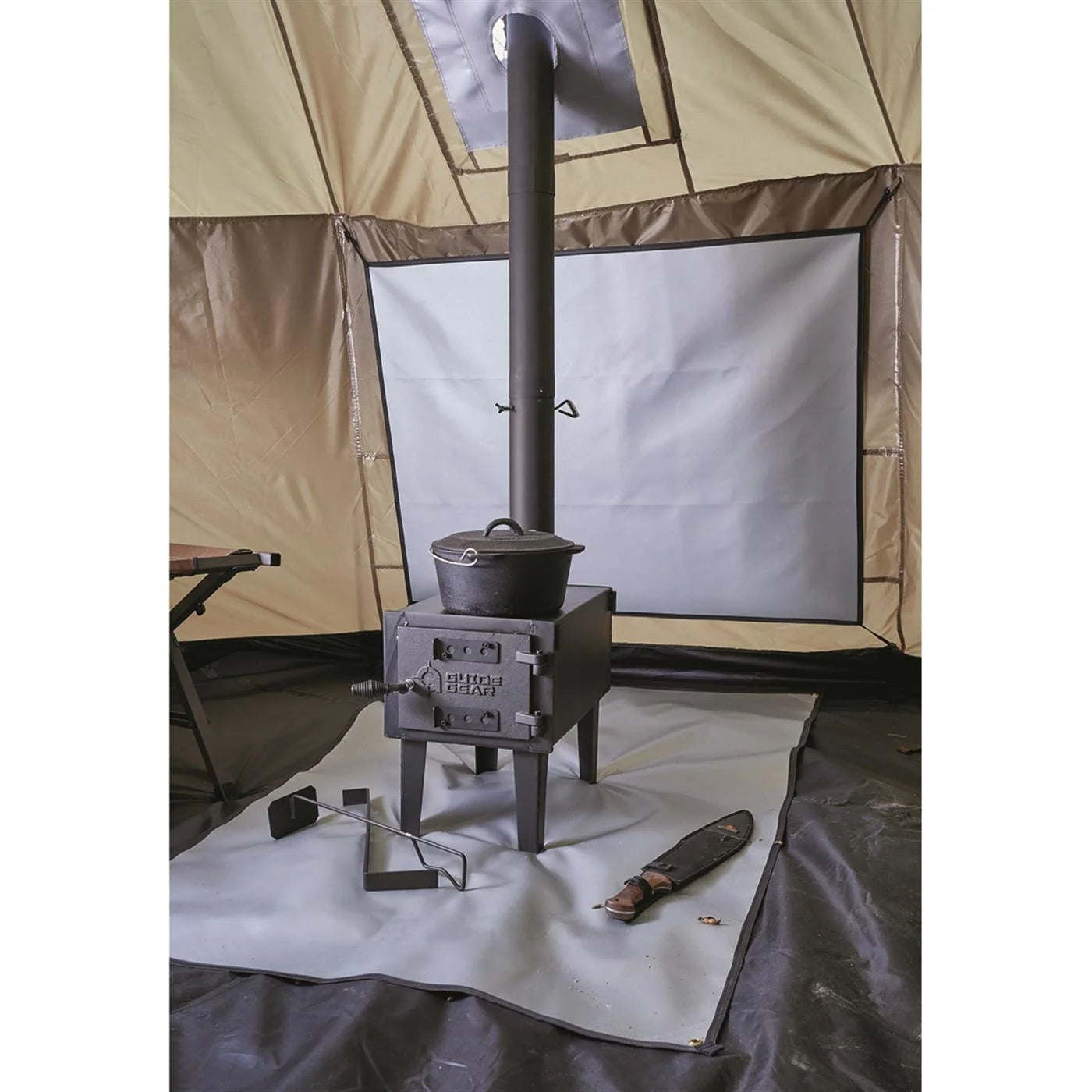 Guide Gear Outdoor Base Tent, Hiking, Hunting, Four Season Camping with Stove Outlet