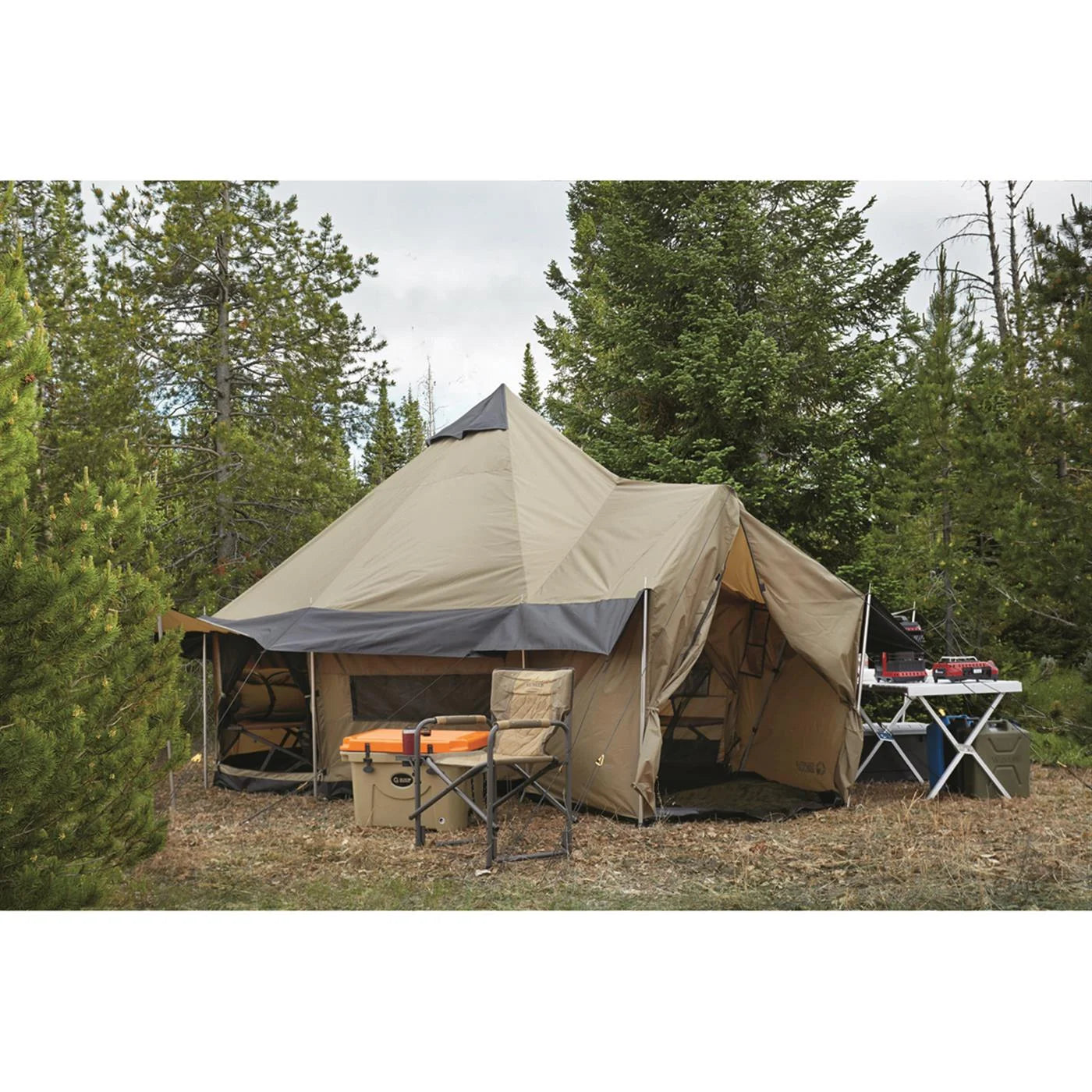 Guide Gear Outdoor Base Tent, Hiking, Hunting, Four Season Camping with Stove Outlet