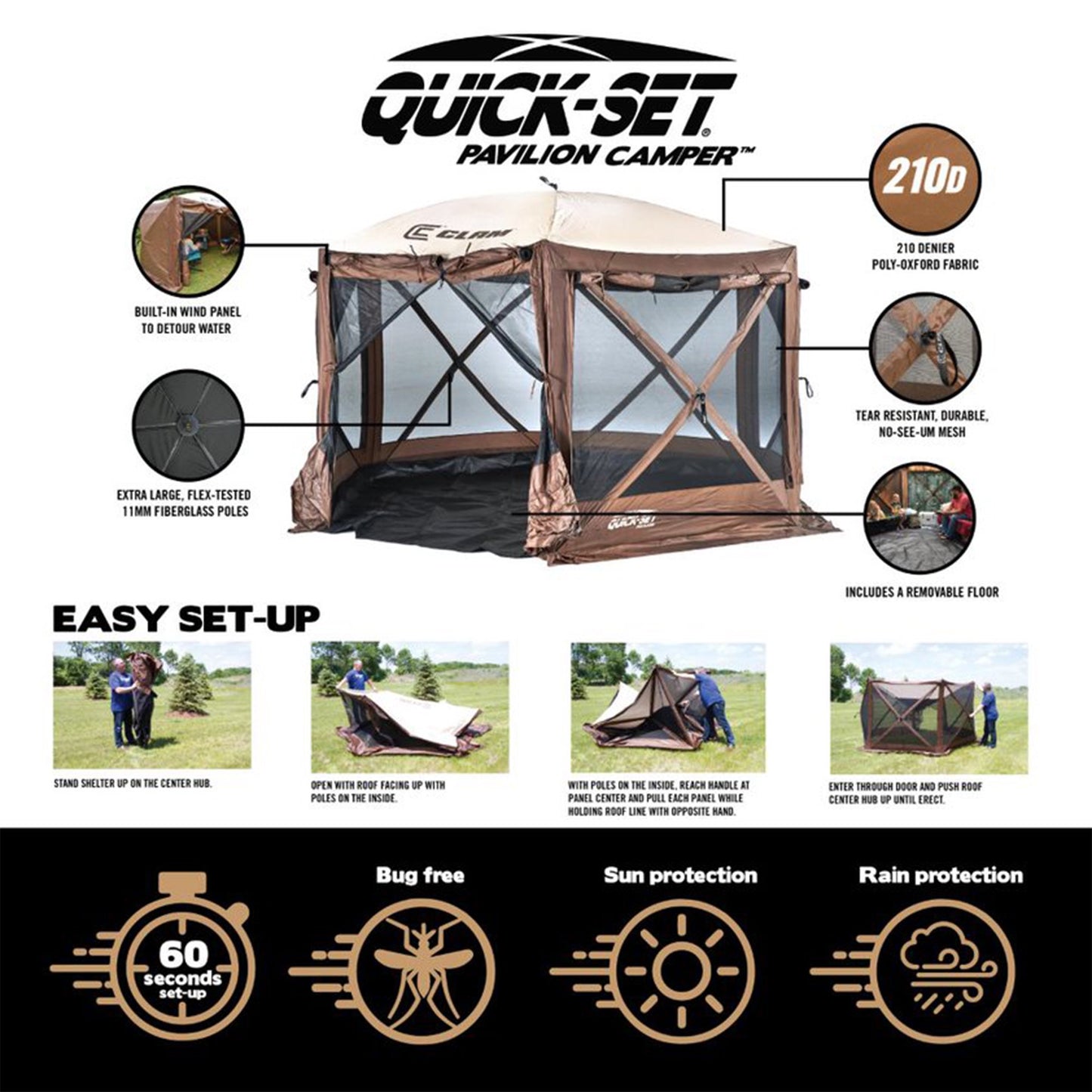 CLAM Quick Setup Gazebo 12.5 x 12.5 Portable Outdoor Canopy (for Pieces)