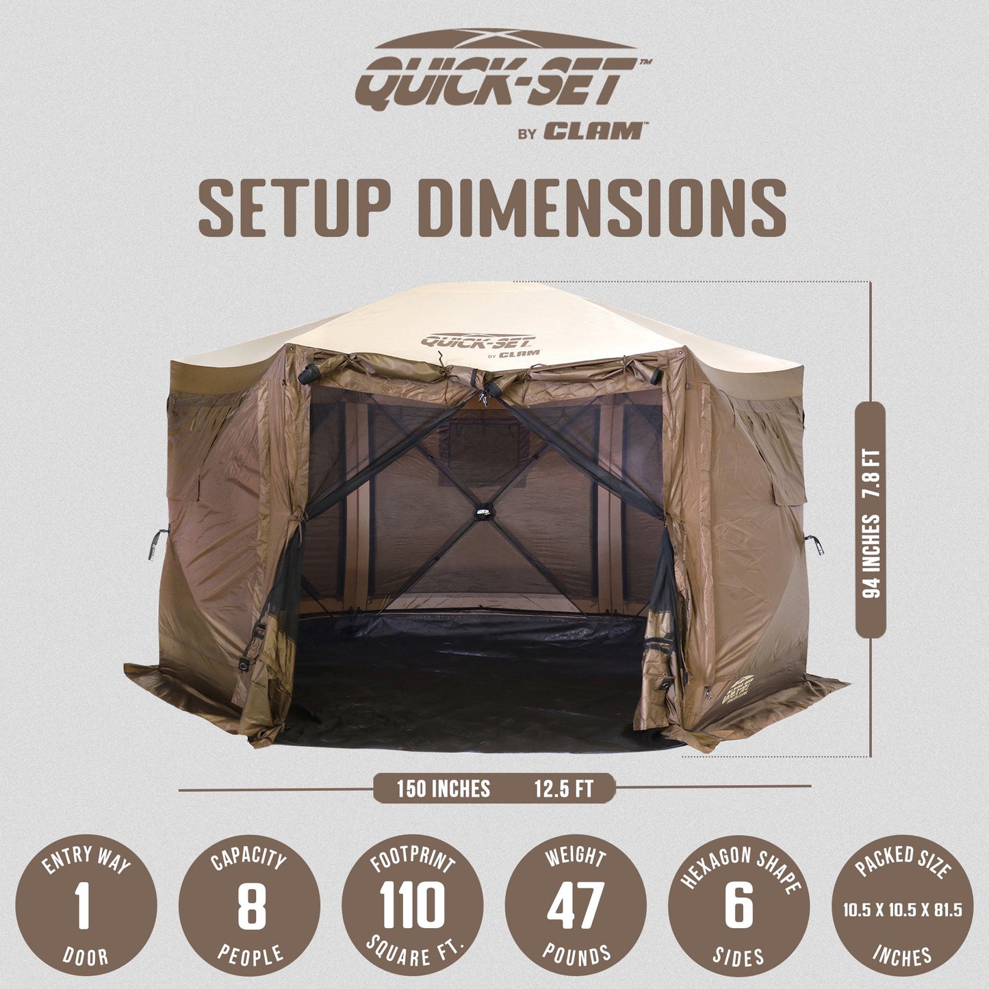 CLAM Quick Setup Gazebo 12.5 x 12.5 Portable Outdoor Canopy (for Pieces)