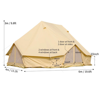 UNISTRENGH Bell Tent 6M Emperor Twin Ultimate Bell Tent Waterproof Hunting Camping Glamping Yurts