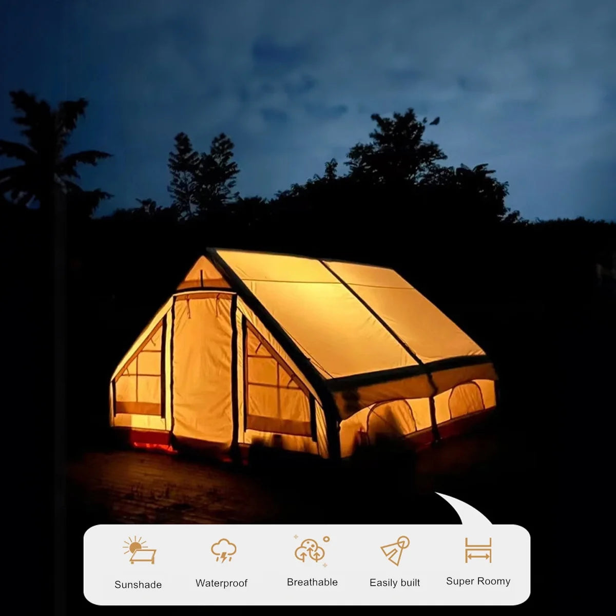 Unistrengh Outdoor Inflation Tent Glamping Tent Fishing Camping Easy Setup Pop Up Tent Privacy Screen House Room Sun Shelters