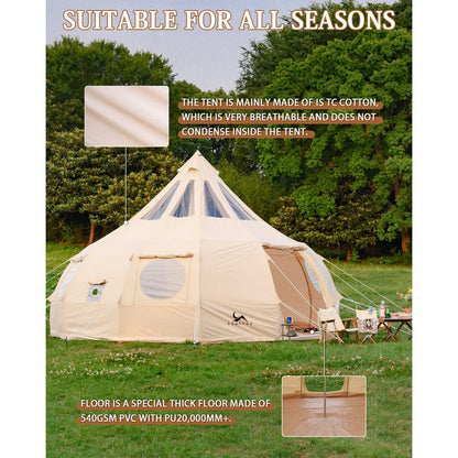 TOMOUNT Campana Tent with Greenhouse, 65% Polyester and 35% Cotton