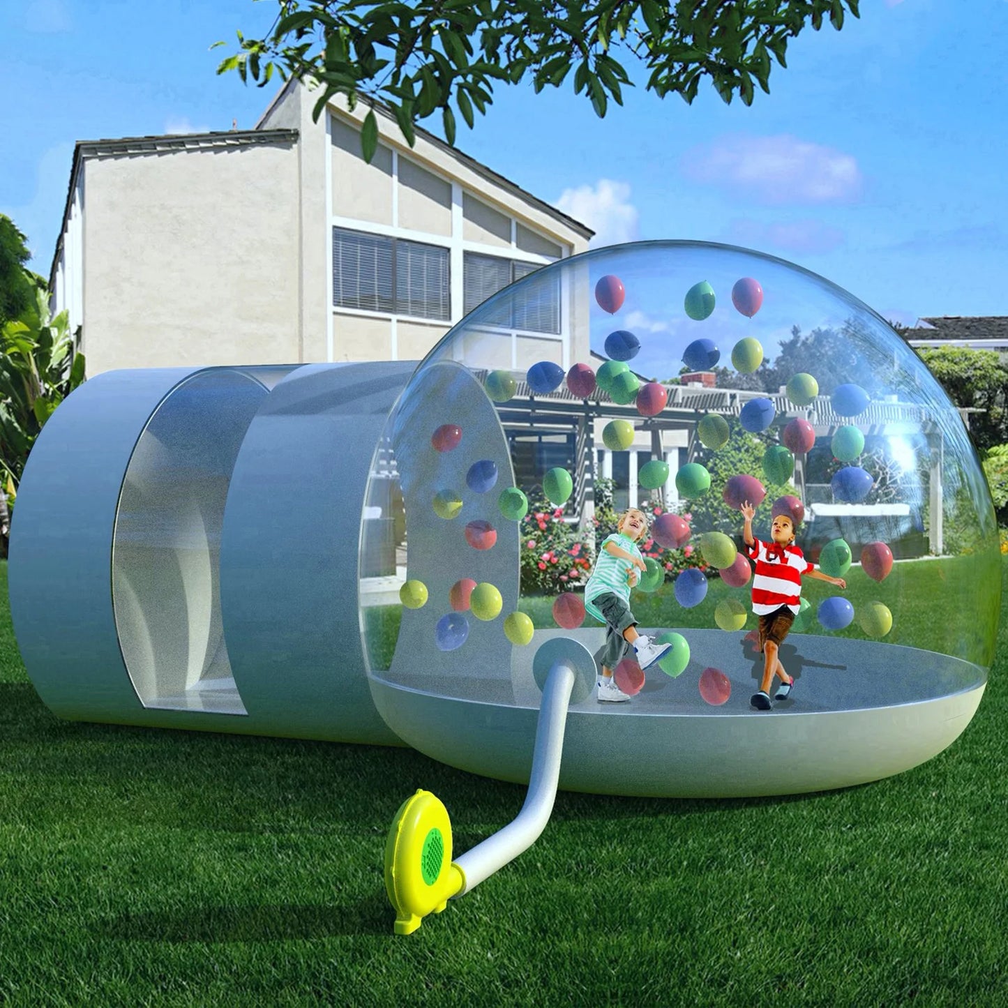 Anqidi Inflatable Luxury Bubble Tent Single Tunnel Transparent Eco Bubble House Outdoor Dome Greenhouse Camping Tent 3.5M W/ Blower